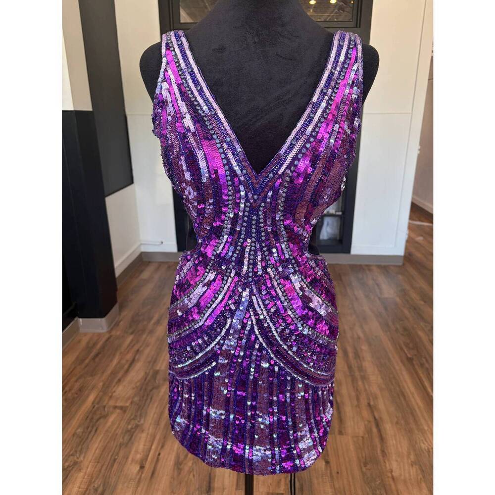NEW SCALA women's v-neck mini dress in indigo